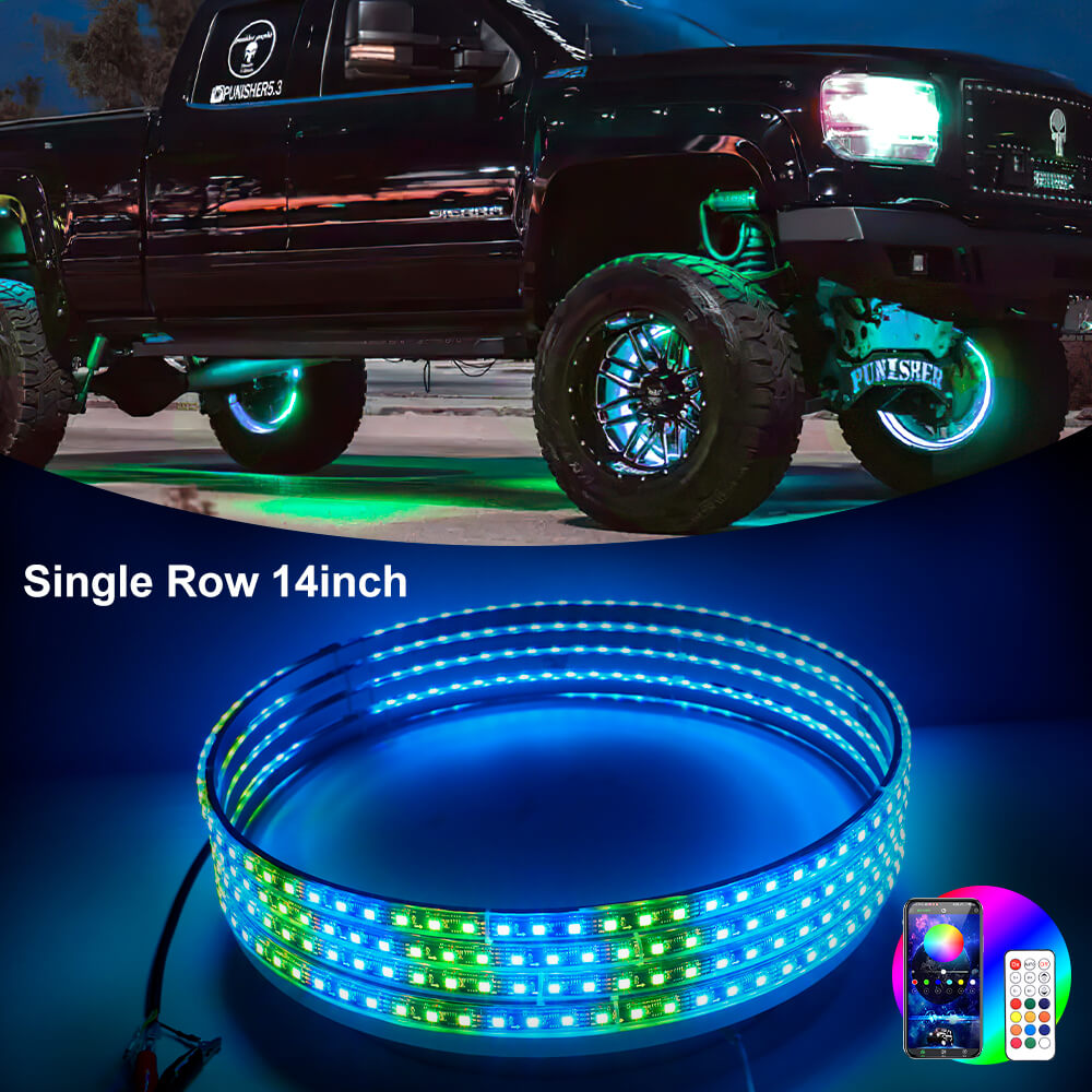 Chasing RGB  Wheel Lights for Trucks, with Turn Signal And Braking Function
