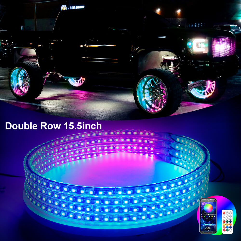Chasing RGB  Wheel Lights for Trucks, with Turn Signal And Braking Function