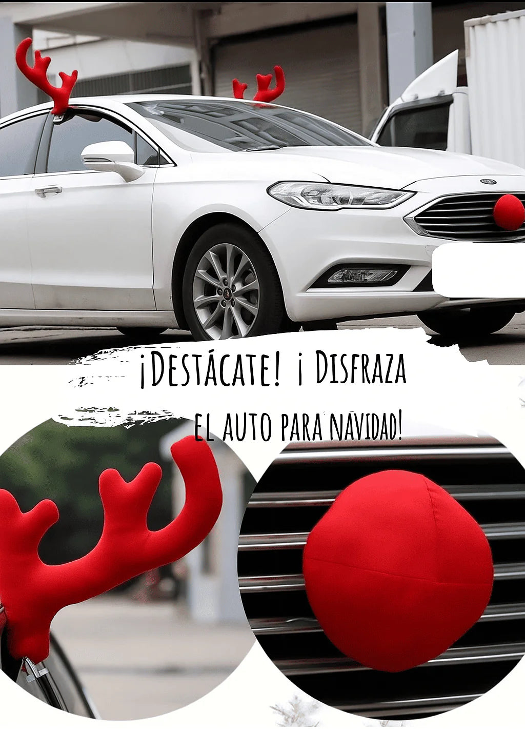 Disfraz de Reno Con luces para Automóvil 🦌 - Modelo XL