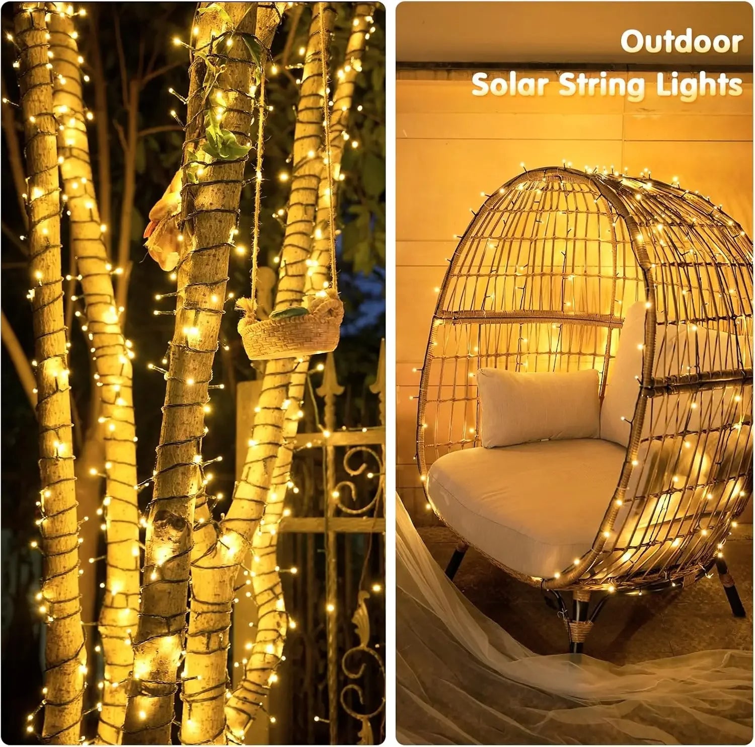 Luces con paneles solares, no necesitan enchufes para encender,  impermeable  para exteriores, decoración de Navidad, Bodas, fiesta, decoración del hogar, Negocios Etc.