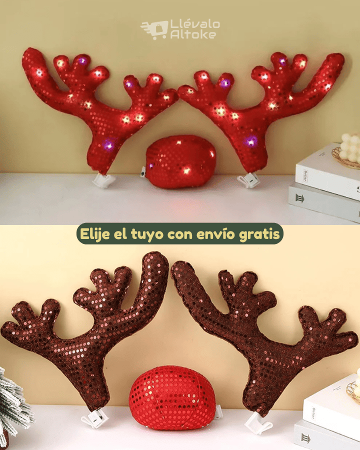 Disfraz de Reno Con luces para Automóvil 🦌 - Modelo XL
