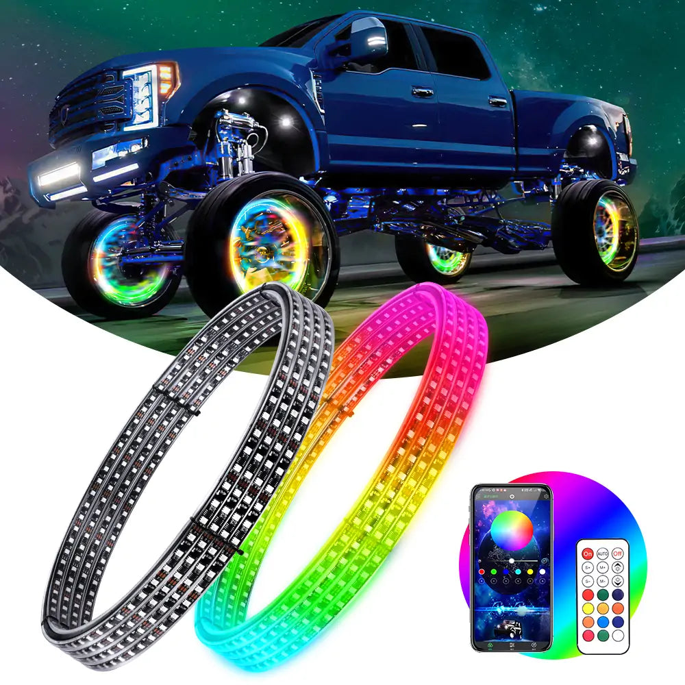 Chasing RGB  Wheel Lights for Trucks, with Turn Signal And Braking Function