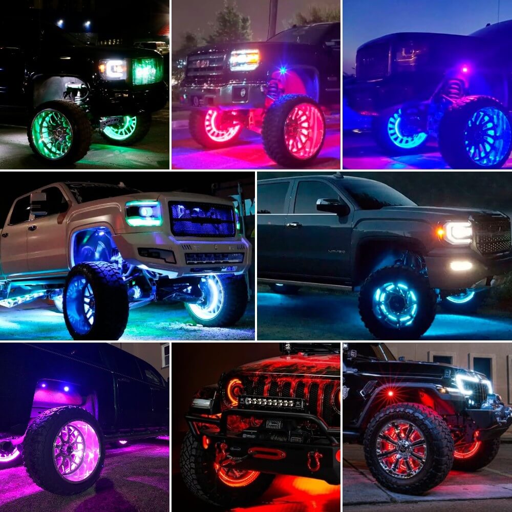 Chasing RGB  Wheel Lights for Trucks, with Turn Signal And Braking Function