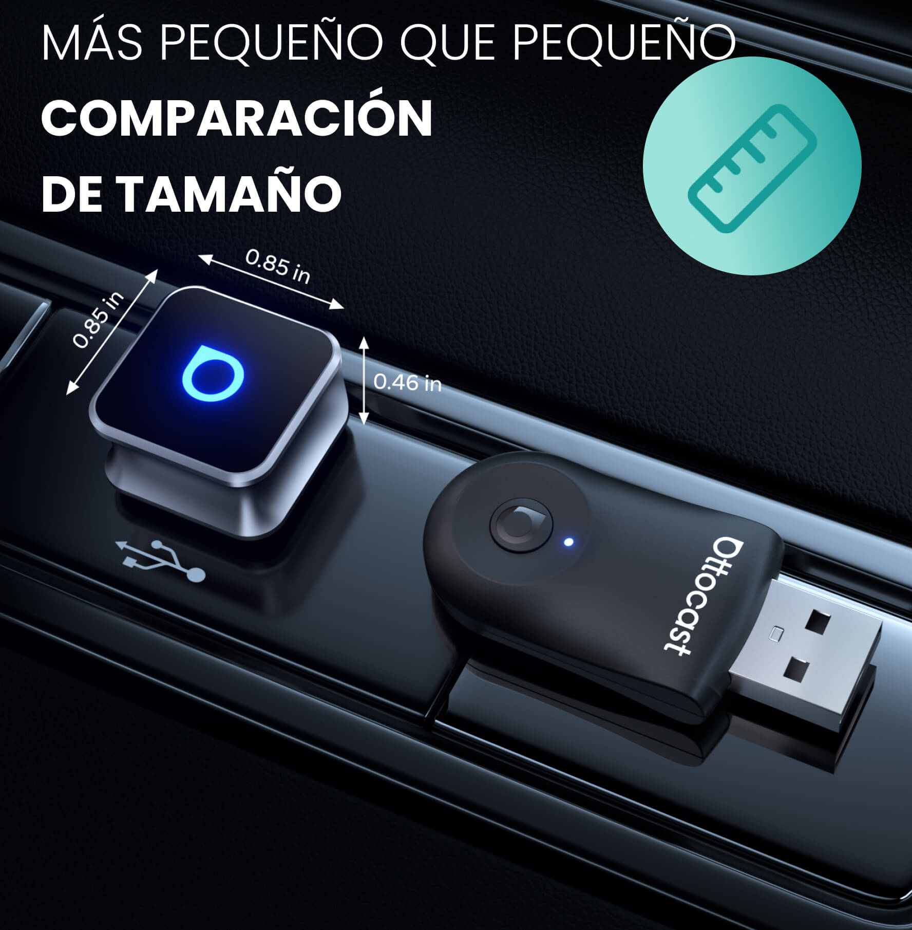 OTTOCAST® Mini Cube 3.0 Adaptador inalámbrica CarPlay y Android Auto